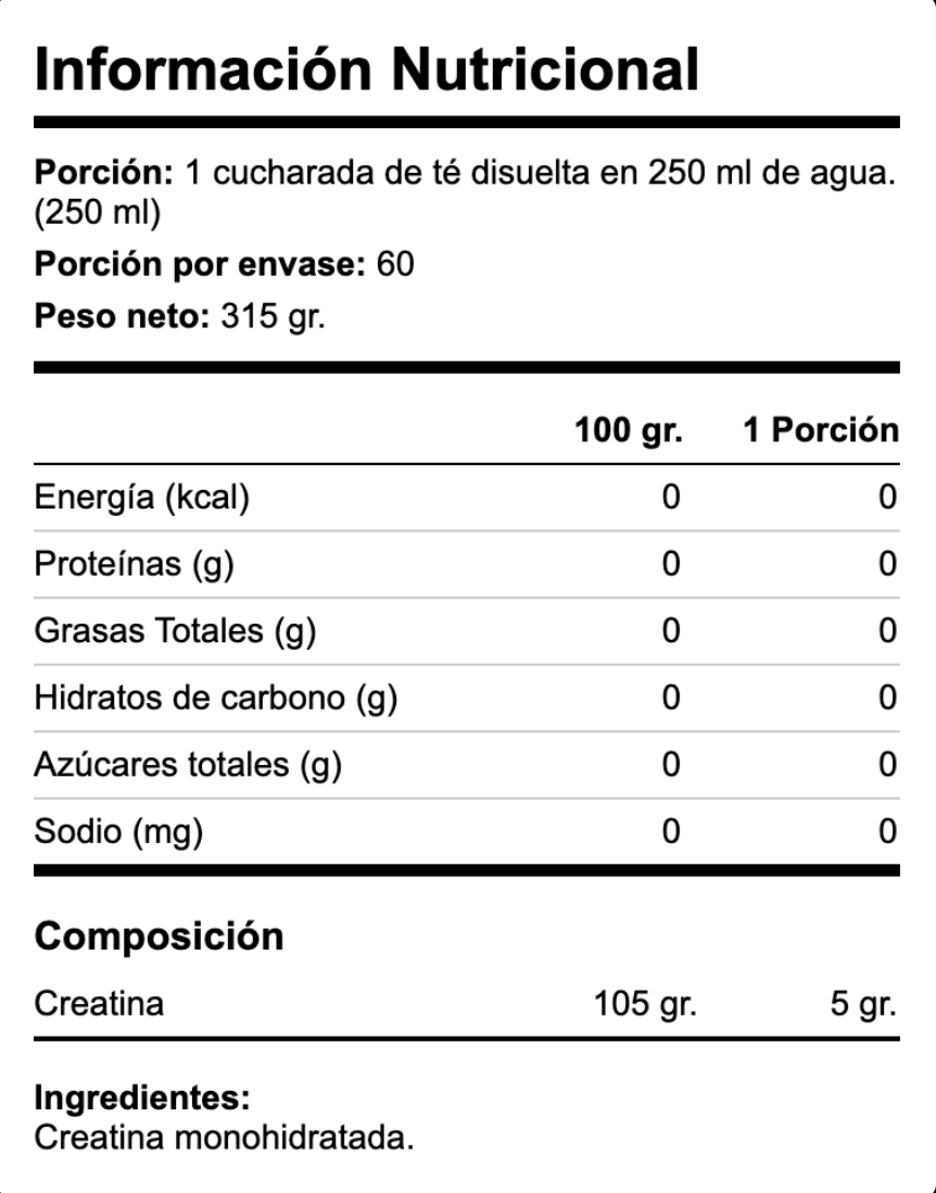 Creatina Monohidratada en Polvo 300 g - Green Medical