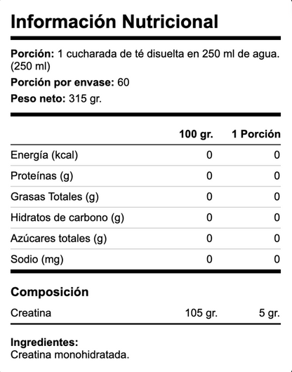 Creatina Monohidratada en Polvo 300 g - Green Medical